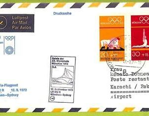 18914 - GERMANY - POSTAL HISTORY - SPECIAL FLIGHT Cover - Olympic Games - 1972