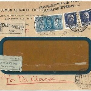71508 - EGEO / REGNO - Storia Postale: AFFRANCATURA MISTA su BUSTA  RACCOM. 1931