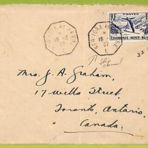 21573 - FRANCE - POSTAL HISTORY - PAQUEBOT POSTMARK on cover NY - LE HAVRE 1937