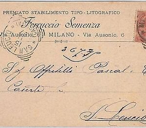 REGNO - Storia Postale: CARTOLINA pubblicitaria da MILANO annullo TONDOQUADRO