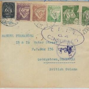 74145 - PORTUGAL - Postal History - CENSORED COVER: MADERA to BRITISH GUYANA