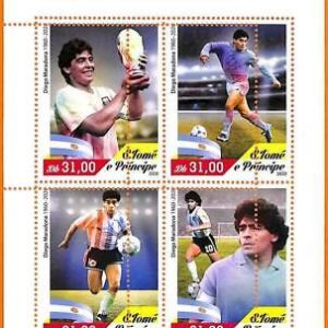 A6659 - SAO TOME & PRINCIPE, Error, 2020, MISSPERF MINIATURE S: Maradona,...