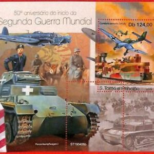 A3199- SAO TOME & PRINCIPE, ERROR MISSPERF: 2019 WW II, Aviones, Tanques,...