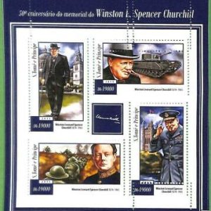 A3185 - SAO TOME & PRINCIPE, ERROR MISSPERF, Miniatur s: 2015, Churchill, Panzer