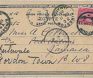 36548 - EGYPT - POSTAL HISTORY: postcard to JAMAICA ! Pyramid - 1905