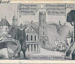 15084 - Vintage POSTCARD Ansichtskarten SWITZERLAND - GRUSS AUS: FRIBOURG 1906