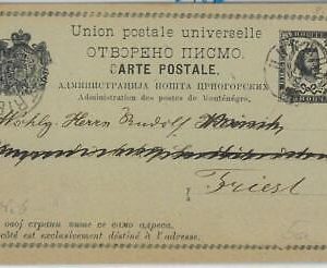65986 - MONTENEGRO - POSTAL HISTORY - STATIONERY CARD to ITALY 1890 - P12a
