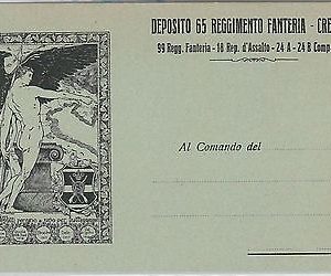44621  CARTOLINA d'Epoca - CREMONA - REGGIMENTALI: 65o FANTERIA  - DEBERNARDI #1