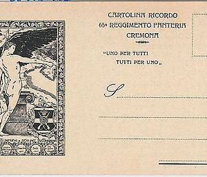 44622  CARTOLINA d'Epoca - CREMONA - REGGIMENTALI: 65o FANTERIA  - DEBERNARDI #2