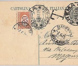 44645  - REGNO:  storia postale - INTERO POSTALE da CREMA tassato a MAGENTA 1916