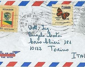 24121 - ECUADOR - POSTAL HISTORY - STAMPS on COVER to ITALY BUTTERFLIES