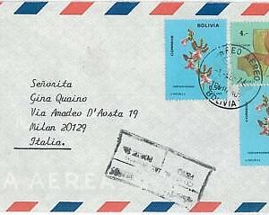 27357 - BOLIVIA - POSTAL HISTORY - AIRMAIL COVER to ITALY 1974 Flowers ORCHIDS