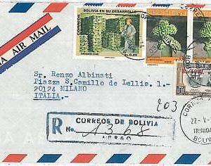 27358 - BOLIVIA-POSTAL HISTORY-AIRMAIL COVER to ITALY 1974-CACTUSCACTIMINING