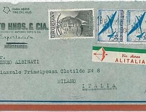27387 -  URUGUAY - POSTAL HISTORY  : COVER to ITALY 1954- AIRPLANES