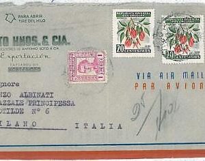 27390 - URUGUAY - POSTAL HISTORY - COVER to ITALY FLOWERS