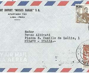 27337  - PERU  - POSTAL HISTORY  - AIRMAIL COVER to ITALY 1960 Birds