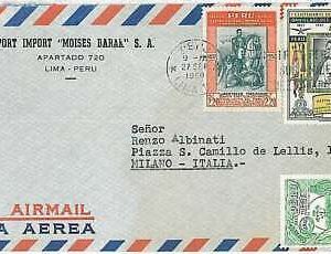 27328 - PERU - POSTAL HISTORY - AIRMAIL COVER to ITALY 1960 Birds TOBACCO