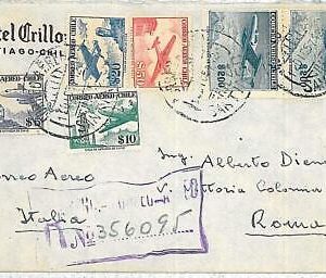 30843 - CHILE -  POSTAL HISTORY : REGISTERED COVER to ITALY - 1957
