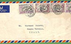 ZA1488 - NIGERIA - POSTAL HISTORY - AIRMAIL COVER from IBADAN to ITALY - 1959