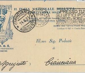77820 - ITALY - Postal History: Vintage ADVERTISING POSTCARD Grape Festival WINE