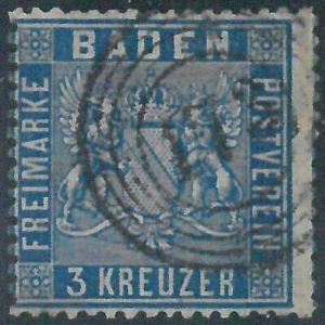 77920 - GERMANY Baden -  STAMP:  Michel  #  10c  - USED  postmark # 173