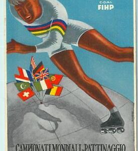 Lib7375 - VINTAGE Illustrated SPORT POSTCARD - Skating Championships 1951 ITALY