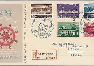 55869 - NETHERLANDS - POSTAL HISTORY  FDC COVER 1957   boats SHIPS