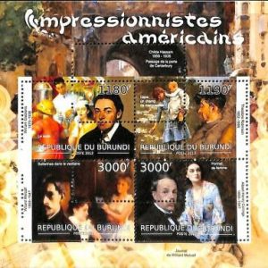 A0146 - BURUNDI - ERROR, 2012   MISSPERF SHEET:  Art AMERICAN IMPRESSIONISTS