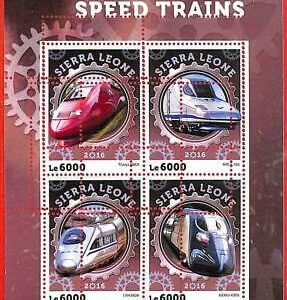 A4565 - SIERRA LEONA - ERROR MISPERF, Miniatura hoja: 2016, Trenes de Alta...
