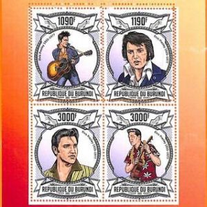 A5551 - BURUNDI - ERROR, 2013, MISPERF MINIATURE SHEET: Elvis Presley, Music