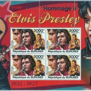 A1475 - BURUNDI, ERROR, МISPERF, Miniature sheet: 2011, Elvis Presley, Music