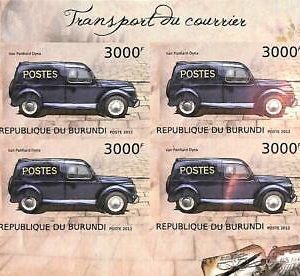 A0175 - BURUNDI - ERROR 2012 IMPERF stamp SHEET: POSTAL TRANSPORT Panhard