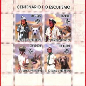 A4089 - SAO TOME & PRINCE - ERROR MISPERF stamp sheet: 2007 Boy Scouts DOGS
