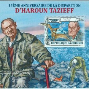 A1483 - BURUNDI, ERROR, МISPERF Souvenir s: 2013 H. Tazieff, Volcanos, Dinosaurs