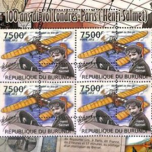 A0173  - BURUNDI - ERROR 2012  MISSPERF stamp SHEET:  AVIATION Bleriot Salmet