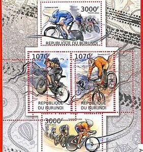 A0184 - BURUNDI - ERROR 2012  MISSPERF stamp SHEET:  sport CYCLING