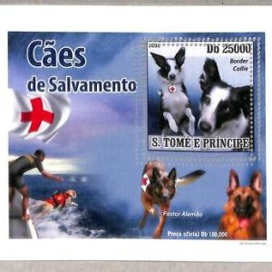 A3358 - SAO TOME & PRINCIPE ERROR MISSPERF: 2008, Rescue dogs, German shepherds