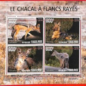A3027 - TOGO, ERROR MISSPERF, Miniature sheet: 2019, Side-striped Jackals, Fauna