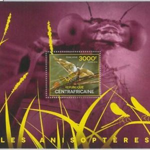 875 - CENTRAL AFRICAN R. - ERROR MISSPERF stamp sheet  2014  Insect DRAGONFLY