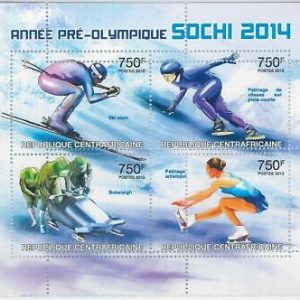 891- CENTRAL AFRICAN R. - ERROR - MISSPERF stamp sheet 2014 Ski Olympics