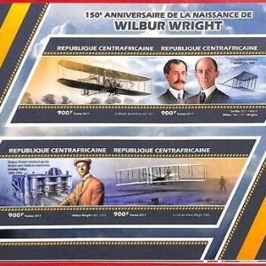 A0297  - CENTRAL AFRICAN REP. -  ERROR MISSPERF  2017 Aviation Wilbur Wright