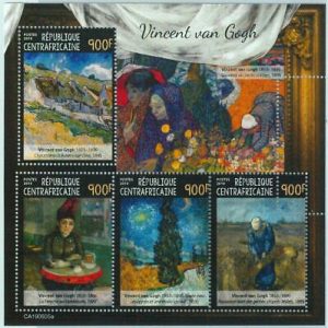 A1520 - CENTRAL AFRICAN REP., ERROR МISPERF Miniature sheet: 2019, Van Gogh, Art