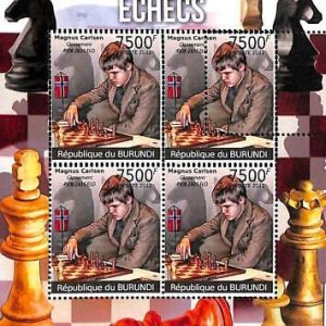 A0140 - BURUNDI - ERROR, 2012  MISSPERF SHEET - CHESS: Carlsen