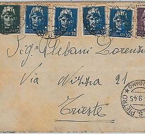ITALIA - storia postale: affrancatura mista REGNO / LUOGOTENEZA su BUSTA - 1945