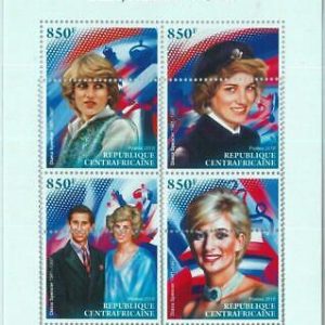 A1500 - CENTRAL AFRICAN REP., ERROR, МISPERF: 2018, Princess Diana, Charles