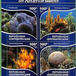 A3626-CENTRAL AFRICAN REPUBLIC ERROR MISSPERF 2015  CORAL SEA LIFE КОРАЛЫ