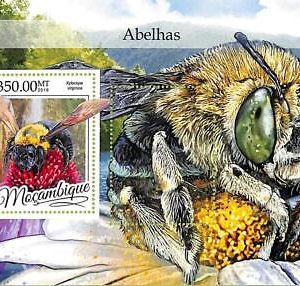 A8207a - MOCAMBIQUE - ERROR MISPERF Stamp Sheet -2016 INSECTS Bees