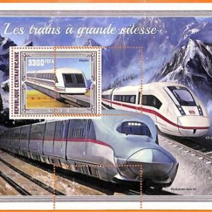 A5768 - CENTRAL AFRICAN REP - ERROR, 2021, МISPERF SOUVENIR S: High Speed Trains