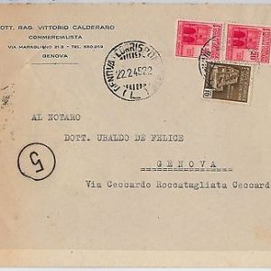 ITALIA RSI  - storia postale: BUSTA per il distretto - GENOVA 22.02.1945