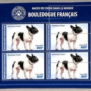 A4954 - TOGO - ERROR MISPERF, Miniature sheet: 2019, French Bulldog, Dogs